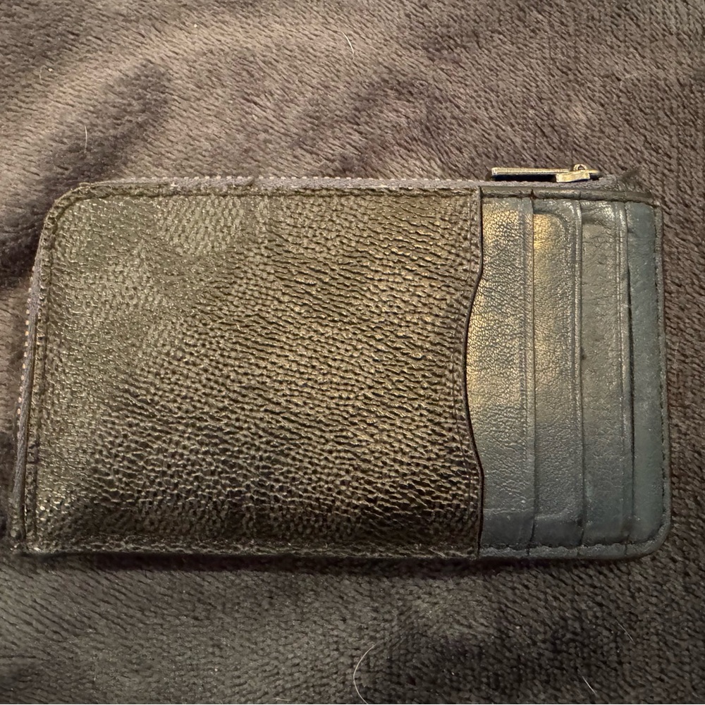 Coach Black & Blue Leather Card Holder
